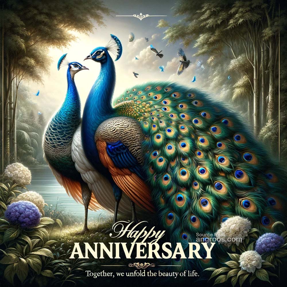 Happy Anniversary -Peacock couple