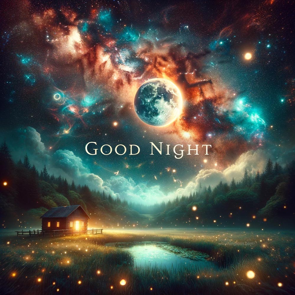 DALL┬╖E 2024 05 30 09.31.49 A captivating nighttime scene with a vast starry sky filled with vibrant nebulae and distant galaxies. A glowing full moon casts a gentle light over India's Favourite Online Gift Shop