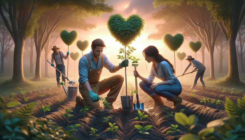 Planting Trees Symbolizing growing love