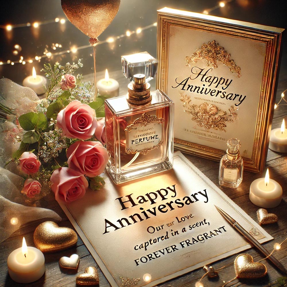 anniversary greeting card design featuring a couples perfume India's Favourite Online Gift Shop