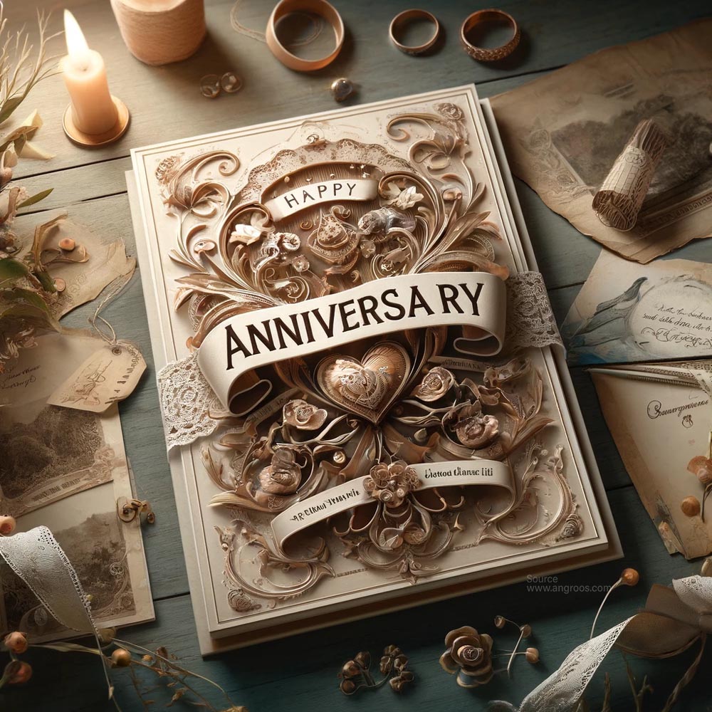 beautifully decorated card with anniversary wishes India's Favourite Online Gift Shop
