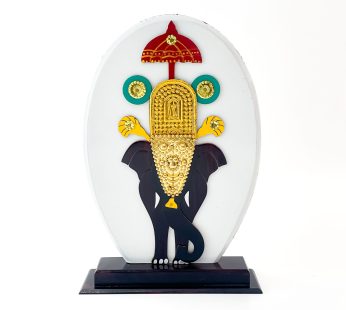 Elephant souvenir for pooram with Aalavattam, Venchamaram, and nettipattam (27 x 22 x 6 cm)