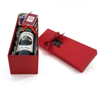 Beautifully wrapped romantic gestures for him with Caastrico golden wine and greetings