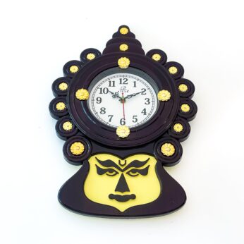 Wooden Kathakali analog wall clock for your beautiful wall ( Black and yellow)