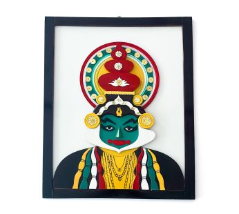 Multicolored Kathakali frame (half) with comprehensive detailing (H 24 x L 18.5 x W 0.5 inch)