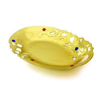 Stone platter tray: small Plastic Plate for Vishu Kani decorations (L 15 x W 9.8 Inch)