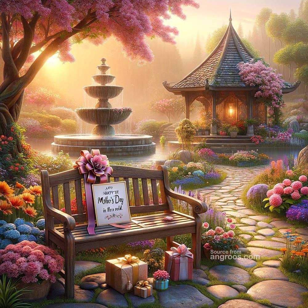 DALL┬╖E 2024 03 11 18.54.23 Create an ultra realistic image for Mothers Day depicting a serene and beautiful garden scene with a variety of blooming flowers a small elegant f India's Favourite Online Gift Shop