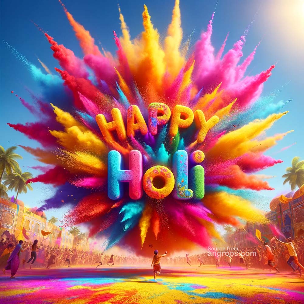 DALL┬╖E 2024 03 11 22.10.35 An ultra realistic image capturing the essence of Holi focused on a close up view of vibrant Holi powder mid air creating a colorful explosion witho India's Favourite Online Gift Shop
