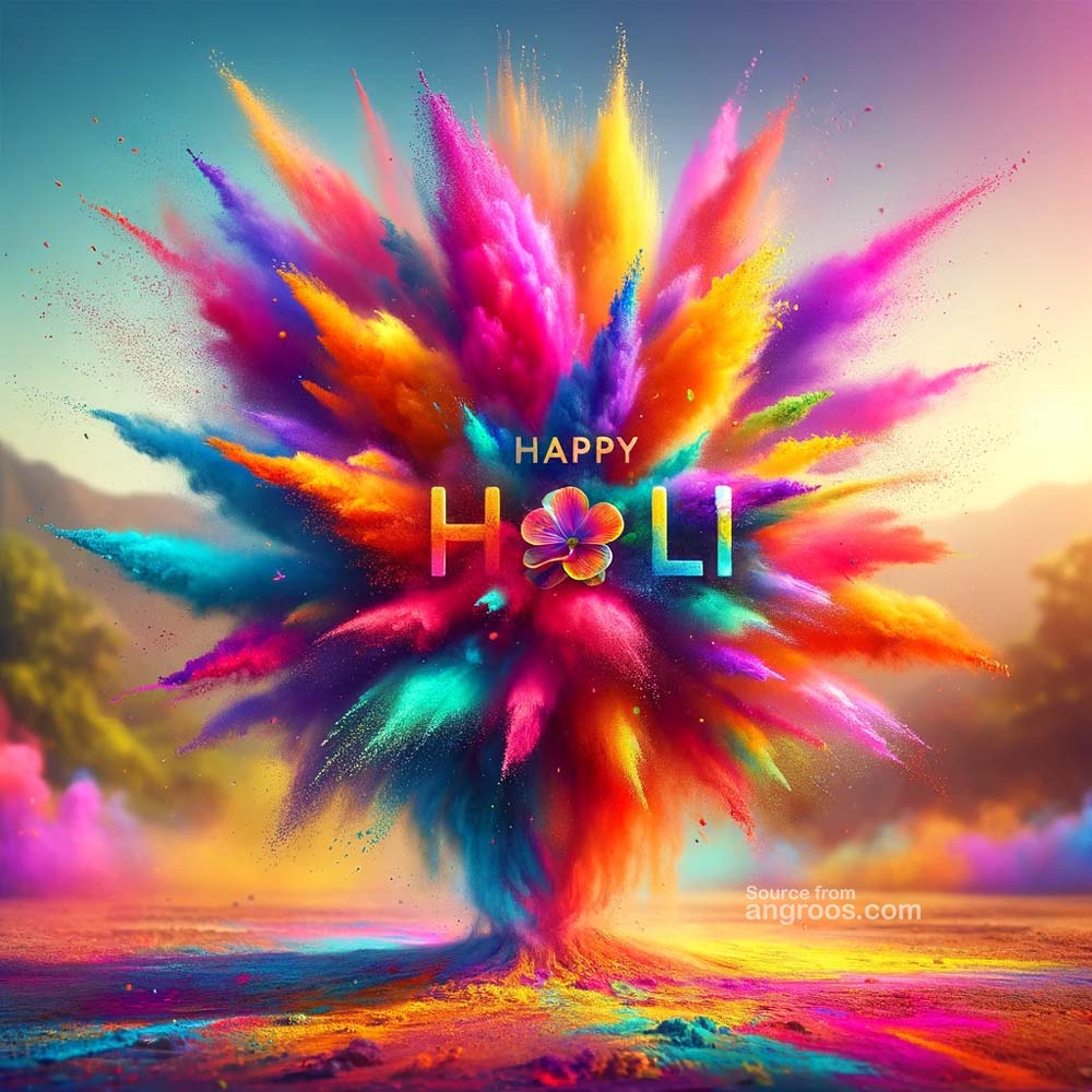 DALL┬╖E 2024 03 11 22.10.58 An ultra realistic image depicting a mesmerizing explosion of Holi powder in mid air showcasing a spectrum of brilliant colors against a blurred natu India's Favourite Online Gift Shop