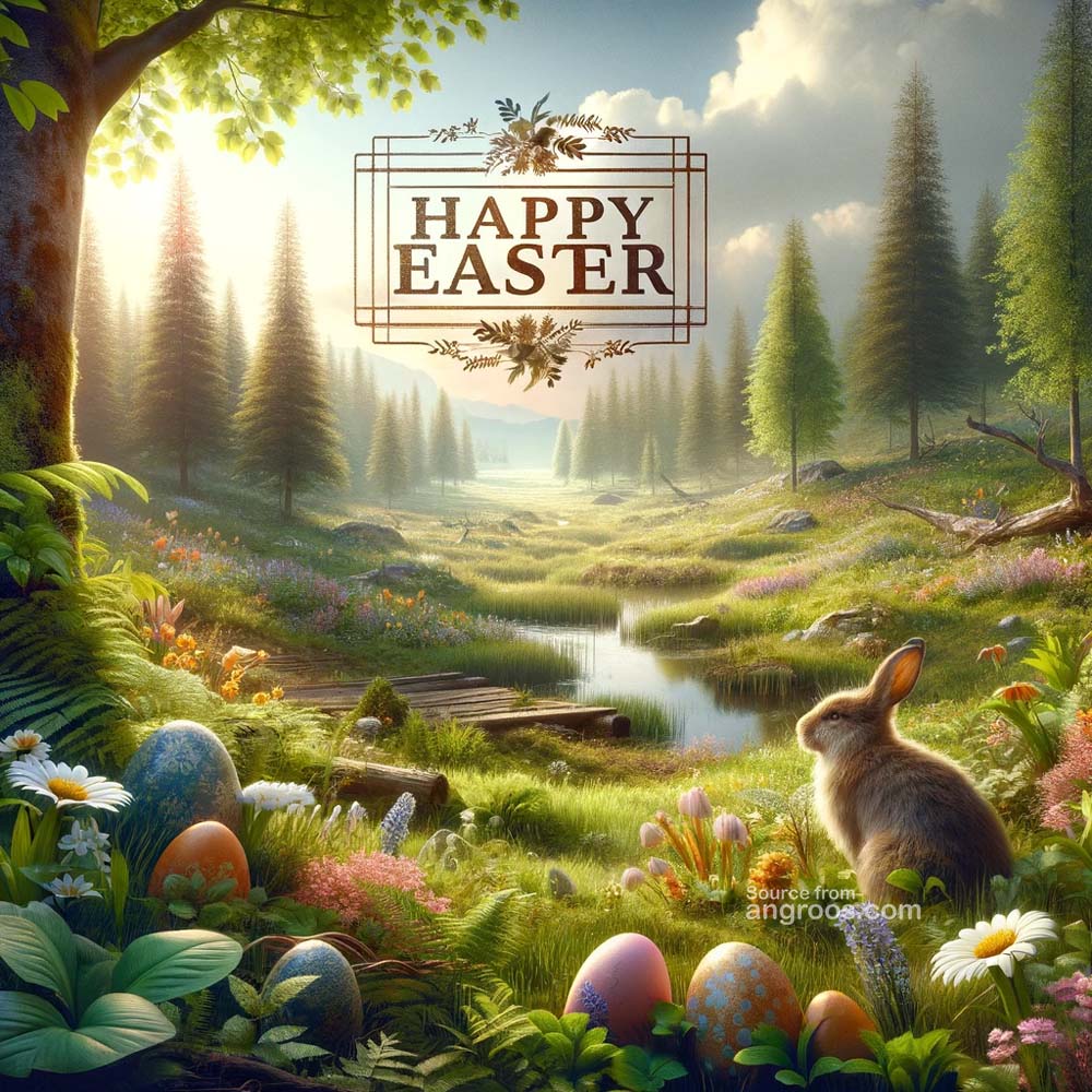 DALL┬╖E 2024 03 28 14.59.24 Create an ultra realistic image of an Easter greeting card featuring a nature themed scene with the text Happy Easter. The card should depict a beau India's Favourite Online Gift Shop