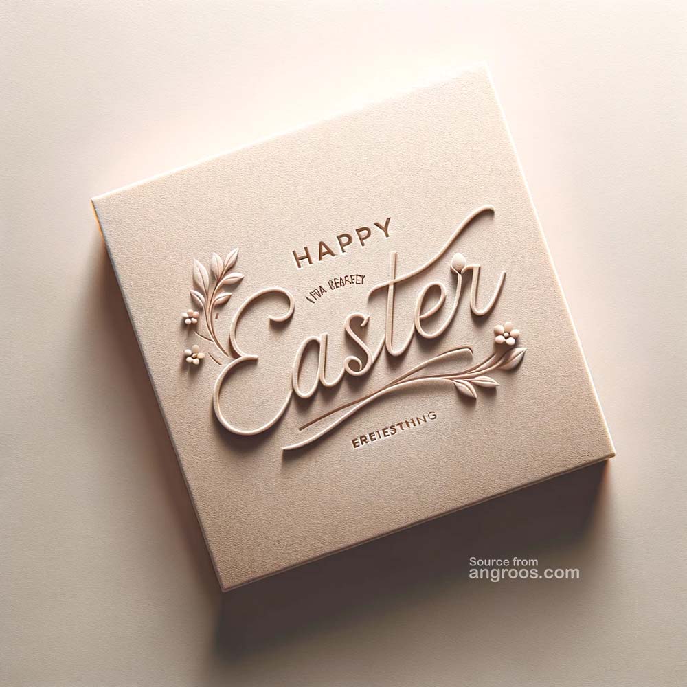 DALL┬╖E 2024 03 28 14.59.50 Create a simple and elegant ultra realistic image for an Easter greeting card with the text Happy Easter. The design should be minimalist focusing India's Favourite Online Gift Shop