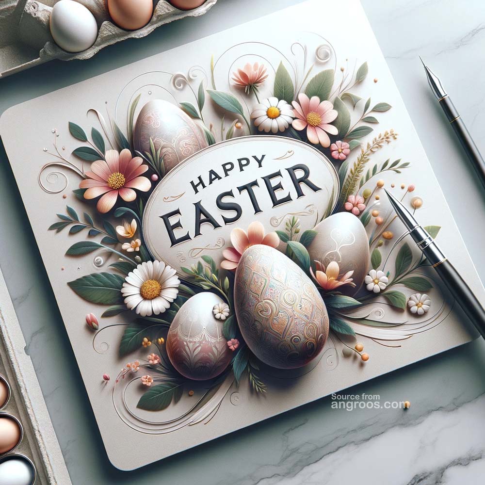 DALL┬╖E 2024 03 28 15.00.14 Create an ultra realistic image for an Easter greeting card that combines attractiveness with a standard classic design including the text Happy Ea India's Favourite Online Gift Shop
