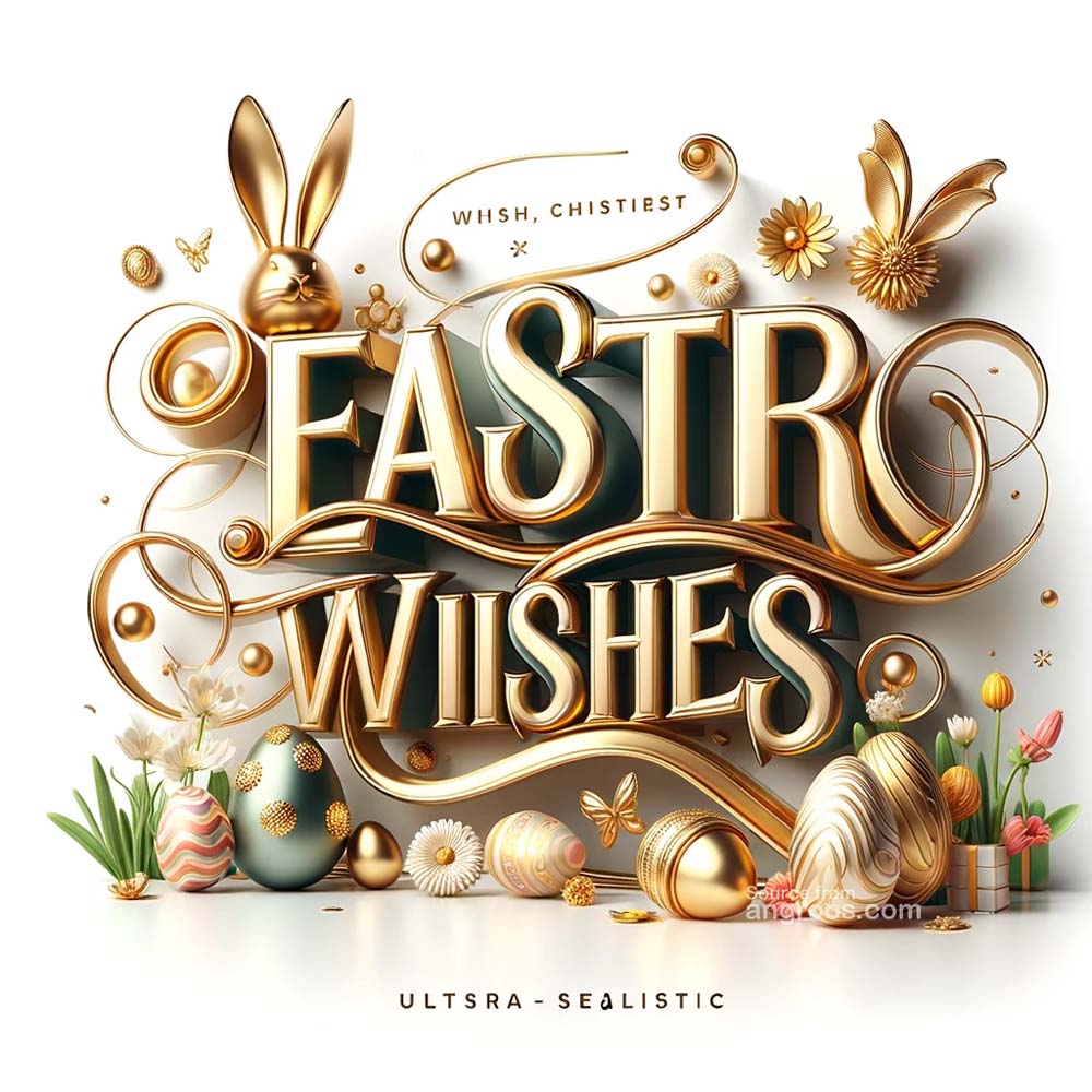 DALL┬╖E 2024 03 28 15.03.03 Create an ultra realistic image of an Easter greeting card featuring classy golden 3D text for Easter Wishes in a flowing running font with slight 1 India's Favourite Online Gift Shop