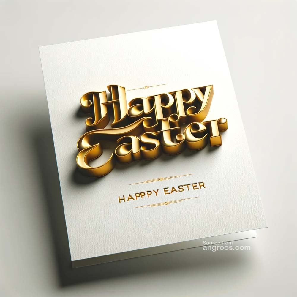 DALL┬╖E 2024 03 28 15.03.27 Create a standard high quality 3D image for an Easter greeting card featuring Happy Easter in golden 3D text on a white background. The design sho India's Favourite Online Gift Shop