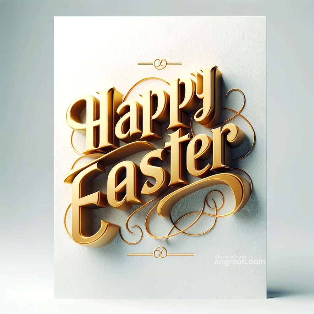 DALL┬╖E 2024 03 28 15.03.35 Generate a standard high quality 3D image for an Easter greeting card featuring Happy Easter in golden 3D text against a crisp white background. T India's Favourite Online Gift Shop