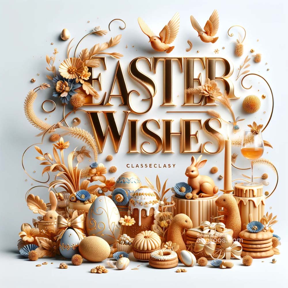 DALL┬╖E 2024 03 28 15.04.33 Create ultra realistic images of an Easter greeting card featuring classy golden 3D text for Easter Wishes with a tiny font surrounded by a detaile India's Favourite Online Gift Shop
