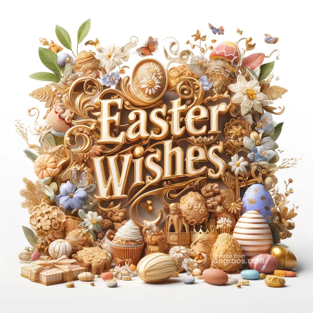 DALL┬╖E 2024 03 28 15.04.36 Create ultra realistic images of an Easter greeting card featuring classy golden 3D text for Easter Wishes with a tiny font surrounded by a detaile India's Favourite Online Gift Shop