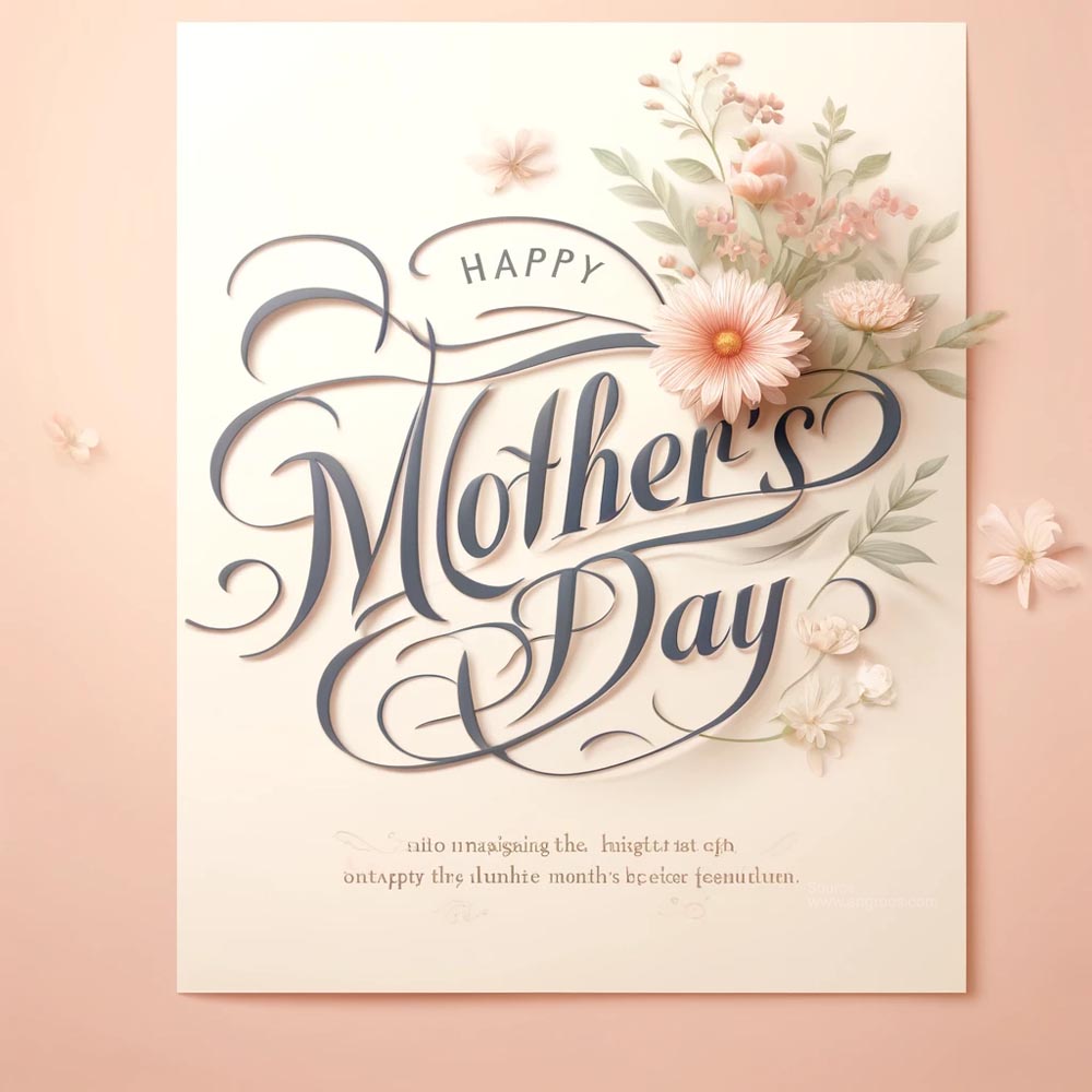 DALL┬╖E 2024 05 06 13.20.03 Imagine a Mothers Day card that combines elegance with heartfelt emotion. The image should feature Happy Mothers Day in graceful flowing script India's Favourite Online Gift Shop