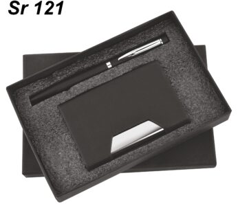 Elegant Metal and Leather Gift Set: L-15cm x W-17cm x H-4cm