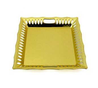Gold plated tray for Vishu Kani items decorations (L 9.44 x W 9.44 inch)