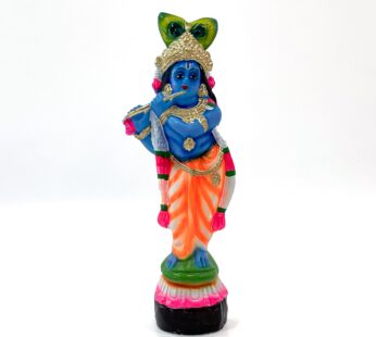 Add charm to your Vishu Kani setup with a standing Krishna idol holding a flute (H 12 x L 4 x W 1.5 inch)