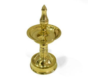 South Indian Brass Nilavilakku miniature for Pooja rituals and Festivities (H 4.5 x L 1.8 x W 1.8 Inch)