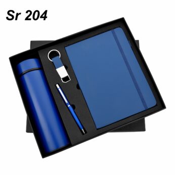 Blue Colored Corporate Gift Set: Pen, Notebook Diary, Keychain, Bottle – Dimensions: L-11.5in x W-11.5in x H-1.2in