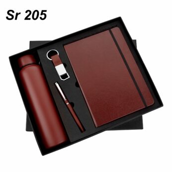 Brown Colored Corporate Gift Set: Pen, Notebook Diary, Keychain, Bottle – Dimensions: L-11.5in x W-11.5in x H-1.2in
