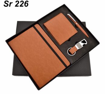 Complete Brown Color Diary Gifts Set: Pen, Keychain, Diary, and Wallet – Ideal for Corporate Gifting