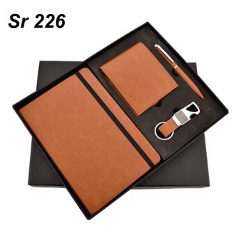 Complete Brown Color Diary Gifts Set: Pen, Keychain, Diary, and Wallet – Ideal for Corporate Gifting