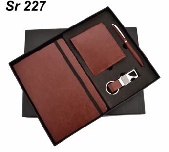 Corporate Brilliance: Unrivaled Coffee Brown Gift Set with Pen, Keychain, Diary, and Wallet