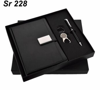 Executive Black Themed Pen Gift Set with Pen, Keychain, Diary, and Wallet