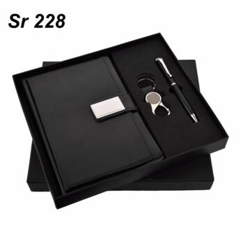 Executive Black Themed Pen Gift Set with Pen, Keychain, Diary, and Wallet