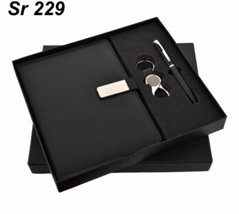 Corporate Essentials Gift Set: Black Metal Pen, Keychain, Diary, and Wallet