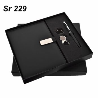 Corporate Essentials Gift Set: Black Metal Pen, Keychain, Diary, and Wallet