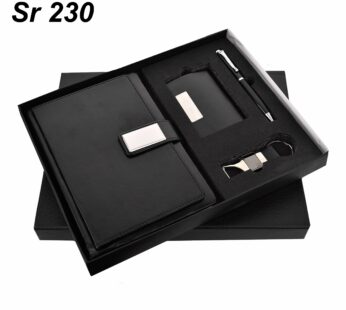 Executive Essentials: Deluxe Black Metal Gift Set with Pen, Keychain, Diary, Cardholder, and Wallet for Employees