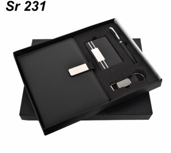 Executive Essentials: Deluxe Black Metal Gift Set Including Pen, Keychain, Diary, Cardholder, and Wallet for Employees