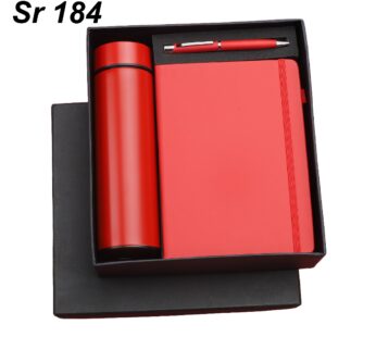 Red Combo Gift Set with Pen, Diary & Temperature Bottle | Dimensions: 10.2 x 9 x 3 inches