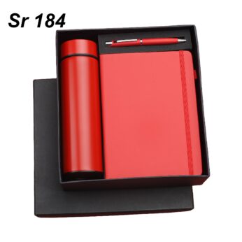 Red Combo Gift Set with Pen, Diary & Temperature Bottle | Dimensions: 10.2 x 9 x 3 inches