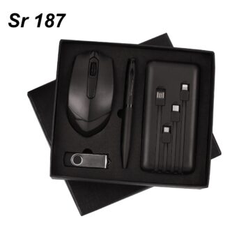 Luxury Corporate Combo Gift Set | Powerbank, Pendrive, Wireless Mouse, Stylus Ball Pen | Dimensions: 8.5 x 6.5 x 2 inches