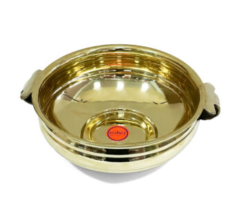 Traditional Brass decorative urli bowl for vishu kani arrangements (H 2.8 x L 12.5 x W 9.8 Inch)
