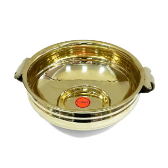 Traditional Brass decorative urli bowl for vishu kani arrangements (H 2.8 x L 12.5 x W 9.8 Inch)