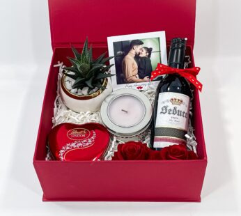 Ultimate Romance: Lindt Lindor Chocolates, Scented Candle, Plant, and Seduce Flowers – Wedding Anniversary Gift Box(3.94 Inch Height)