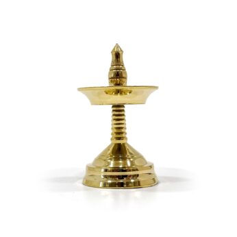Traditional Brass Golden Nilavilakku for Pooja and worship moments (Height 2.2 Inch)