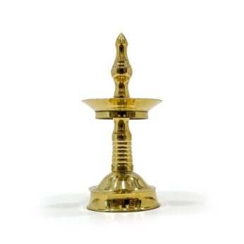 Create a divine atmosphere with a traditional brass round Nilavilakku (Height – 4.5 Inches)