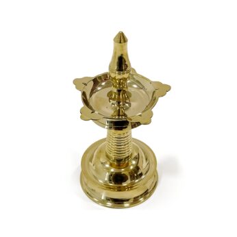 Premium brass oil lamp with 5 wicks for sacred rituals and festive moments (Height – 6.5 Inches)