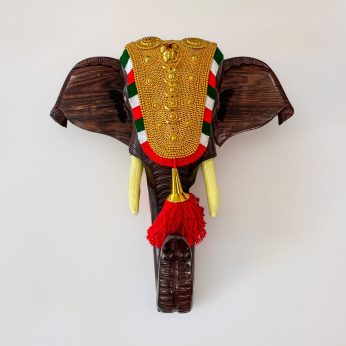 Kerala Elephant Head Wall Hanging(H-24inch,13Kg) with Nettipattam