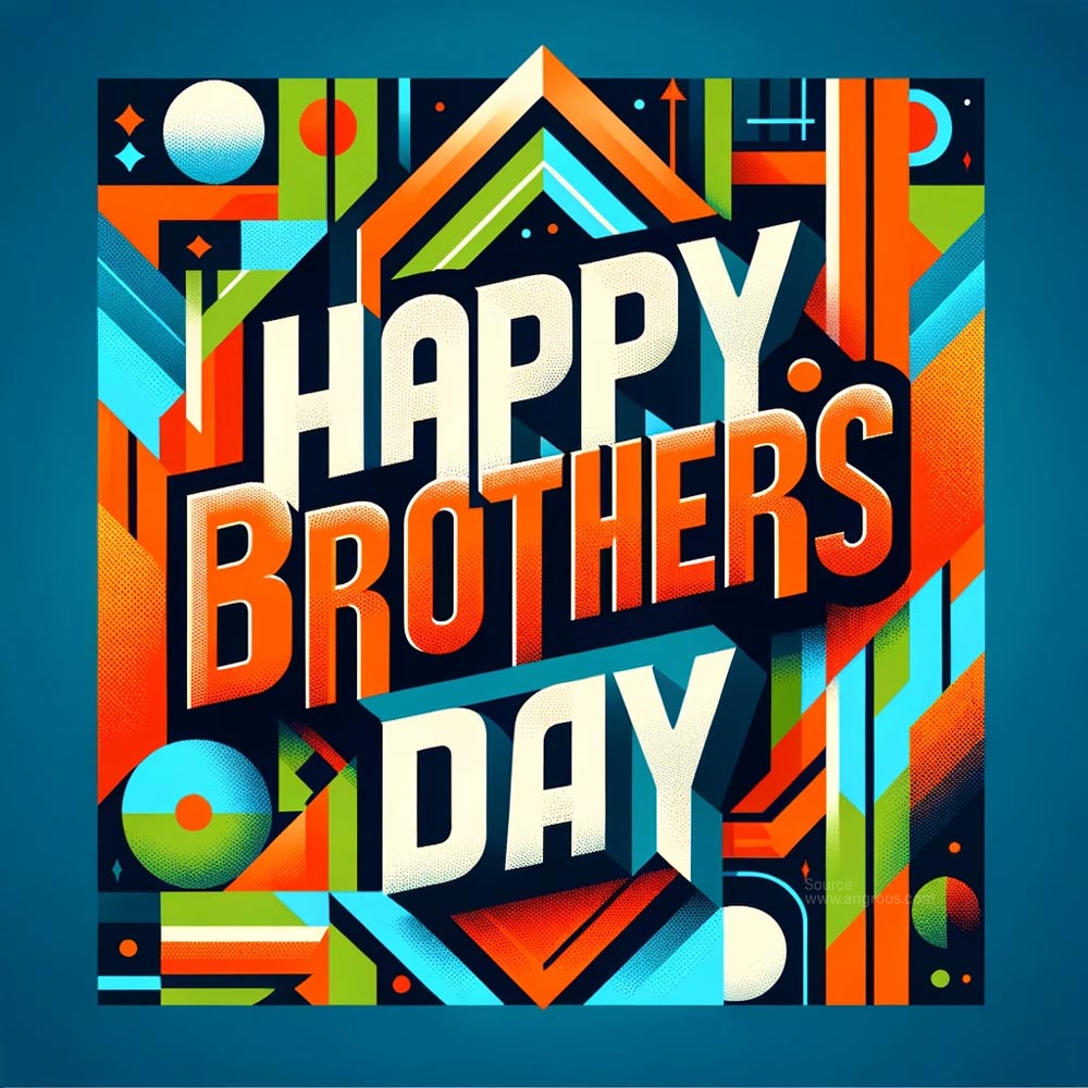 DALL E 2024 05 21 13.44.24 A vibrant and colorful graphic design featuring the text Happy Brothers Day in bold modern typography. The background is an abstract composition o India's Favourite Online Gift Shop