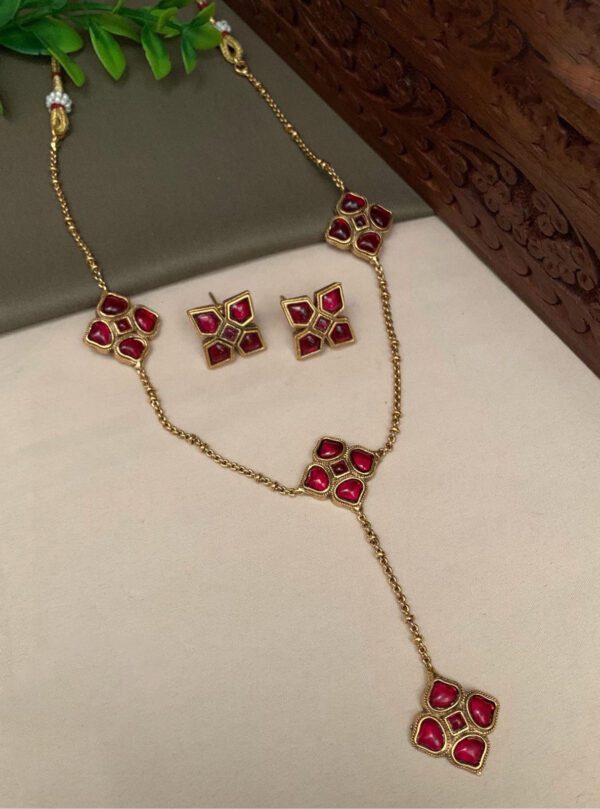 Imitation Ruby Geometric Jewelry Set