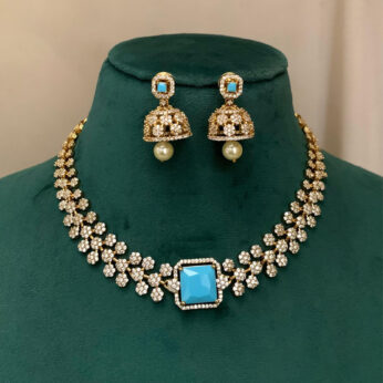 Radiant Blue Elegance: Luxurious Imitation Jewelry Set